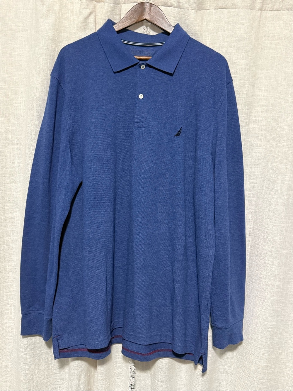 Nautica Men’s Long Sleeve Polo in Deep Blue